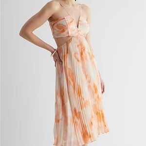 Express coral pleated midi dress with cut outs size small